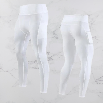 Pantalon yoga homme - FitnessLycraPants™ - Blanc